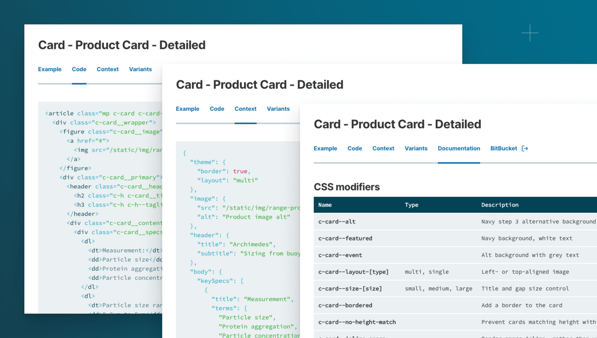 Tabbed specifications of the new component library